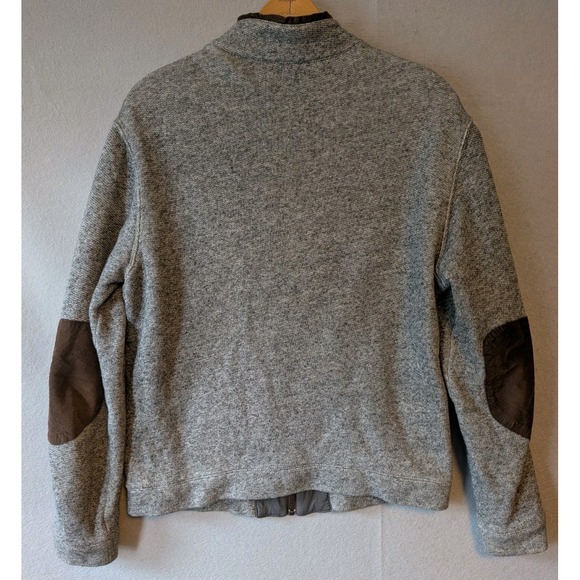 HUGO BOSS Men's Gray Full Zip Jacket Lined Elbow Patch 100% Cotton Designer Med - Picture 2 of 16